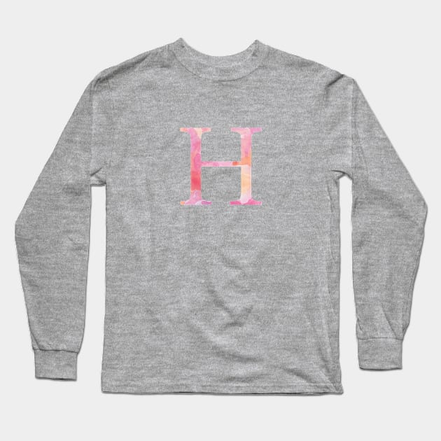 Eta Pink Watercolor Letter Long Sleeve T-Shirt by AdventureFinder